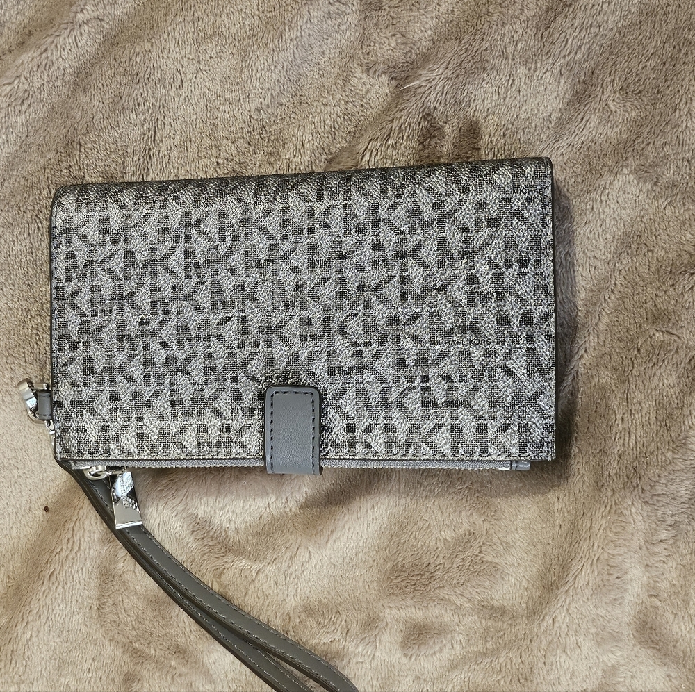 Michael Kors Gray Monogram Wristlet